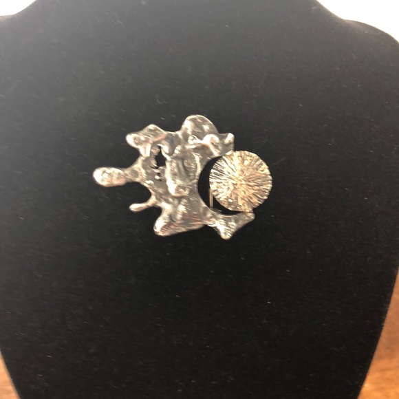 Sterling and 14 K Brutalist Brooch - Picture 3 of 8